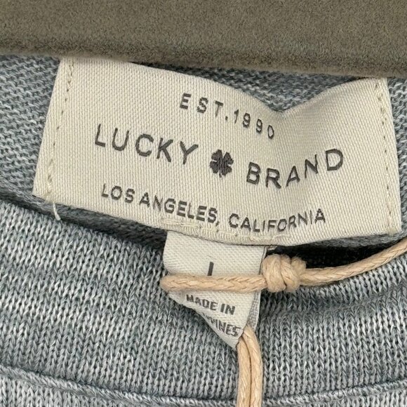 Lucky Brand Womens Grey Tie Front shirt top Size Large Knit Pullover new - Picture 3 of 11